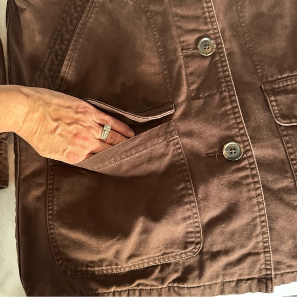 Lands' End Women’s Chocolate Brown Chore Barn Jacket Flannel Lined Size Small - Picture 9 of 15